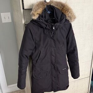 Canada Goose Blue Parka with Fur Trim Hood